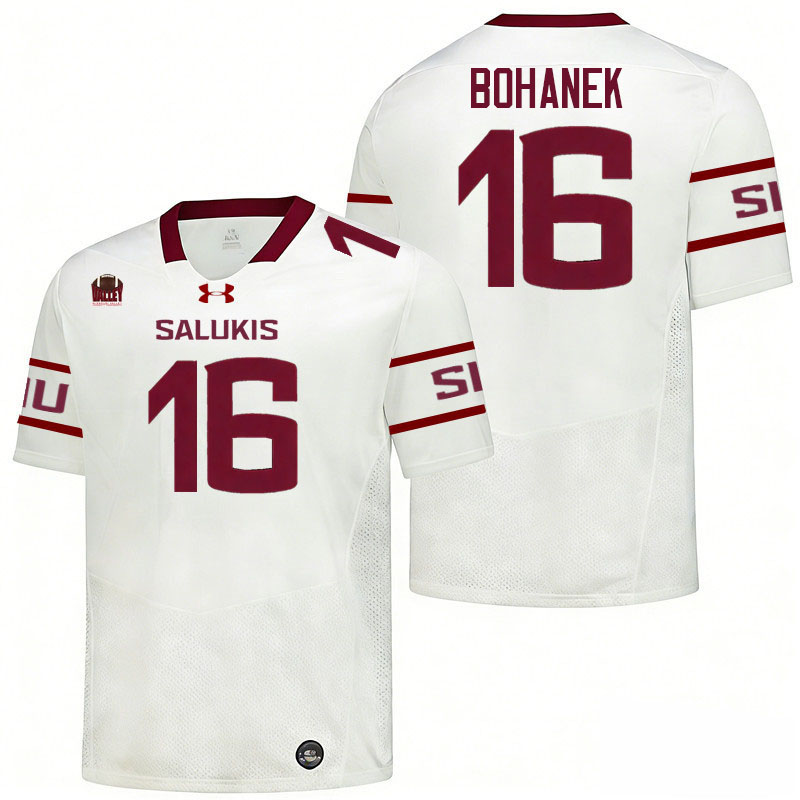 Southern Illinois Salukis #16 Colin Bohanek College Football Jerseys,Uniforms-White